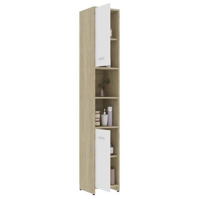 vidaXL Bathroom Cabinet White and Sonoma Oak 30x30x183.5 cm Chipboard