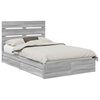 vidaXL Storage Bed Grey Sonoma 135 x 190 cm Engineered Wood