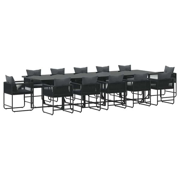 vidaXL Garden Dining Set 13 pcs Black Steel