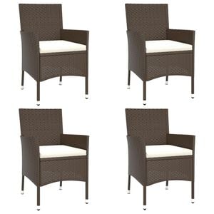 vidaXL Garden Chairs with Cushions 4 pcs Brown Poly Rattan (UK/IE/FI/NO only)