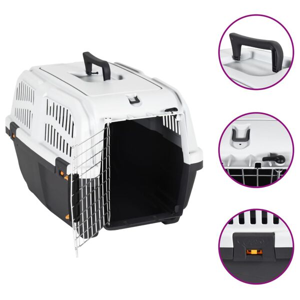 vidaXL Pet Carrier with Metal Door 55x36x35 cm Polypropylene