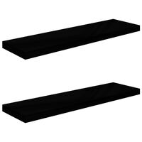 vidaXL Floating Wall Shelves 2 pcs High Gloss Black 90x23.5x3.8 cm MDF