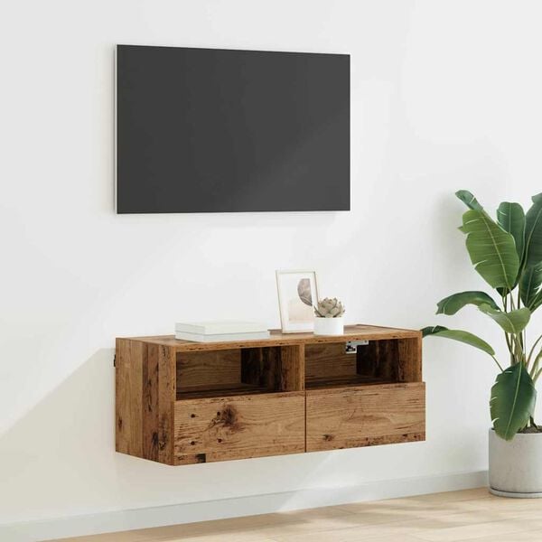 vidaXL TV Wall Cabinet Old Wood 80 x 30 x 30 cm Engineered Wood