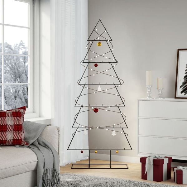vidaXL Metal Christmas Tree for Decoration Black 180 cm