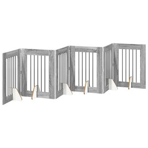 vidaXL Foldable Dog Gate with Stands 6 pcs Grey Sonoma 362 cm