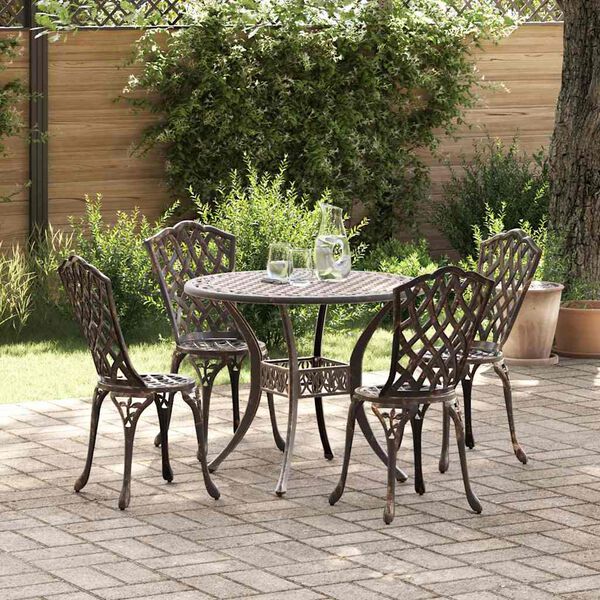 vidaXL Garden Dining Set 5 pcs Bronze Aluminium