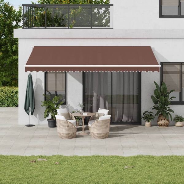 vidaXL Automatic Retractable Awning with LED Brown 500x350 cm