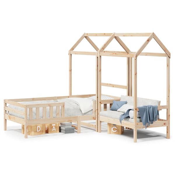vidaXL Bed and Bench Set with Roof without Mattress 90x190 cm Single
