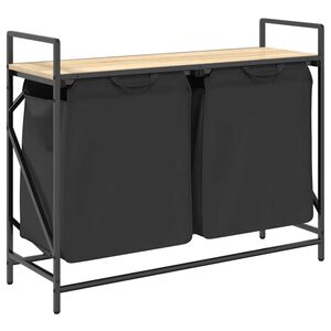 vidaXL Laundry Basket 2 Compartments with Shelf Sonoma Oak