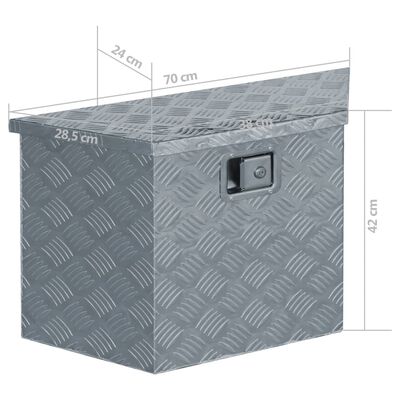 vidaXL Aluminium Box 70x24x42 cm Trapezoid Silver