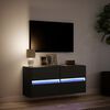 vidaXL TV Wall Cabinet with LED Lights Black 100x31x45 cm