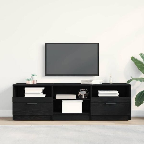 vidaXL TV Cabinet Black Oak 150 x 33.5 x 45 cm Engineered Wood