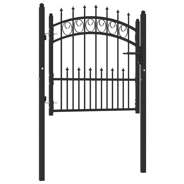 vidaXL Fence Gate with Spikes Steel 104x87 cm Black