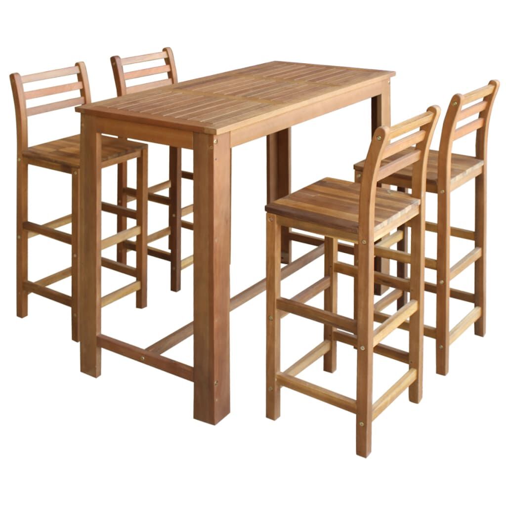 vidaXL Bar Table and Chair Set 5 Pieces Solid Acacia Wood vidaXL