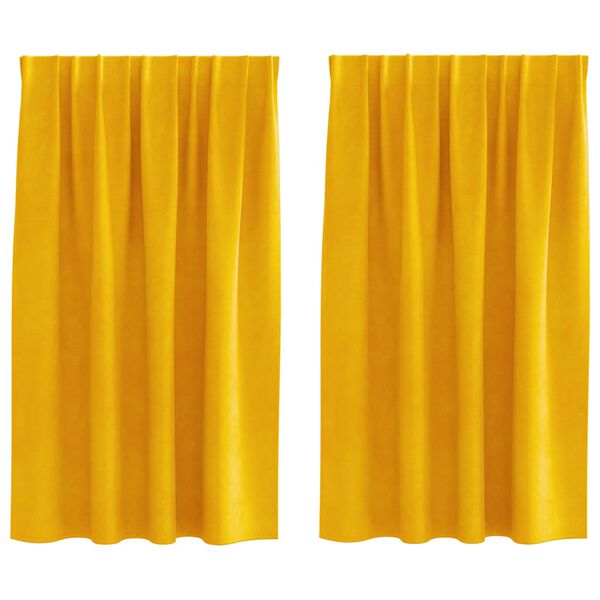 vidaXL Blackout Curtains 2 pcs Mustard Yellow 140 x 140 cm Velvet