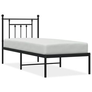 vidaXL Metal Bed Frame without Mattress with Headboard Black 75x190cm