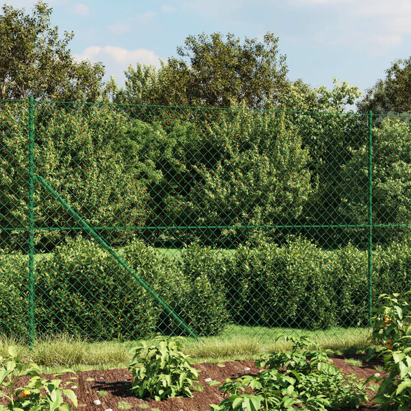 vidaXL Chain Link Fence with Flange Green 1.8x10 m