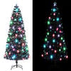 vidaXL Pre-lit Christmas Tree Green and White 240 cm Fibre Optic