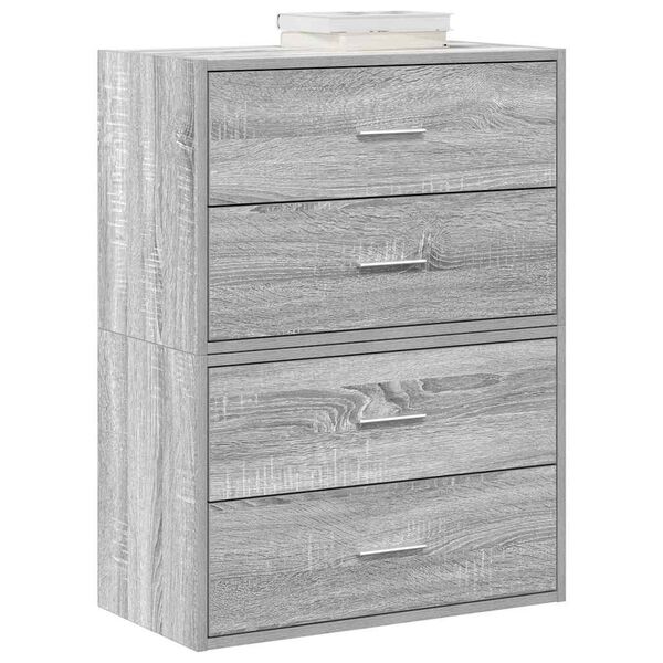 vidaXL Cabinets with 2 Drawers 2 pcs Grey Sonoma 60x31x40 cm Engineered Wood