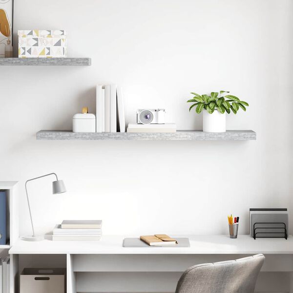 vidaXL Floating Wall Shelf Concrete Grey 120x23.5x3.8 cm MDF