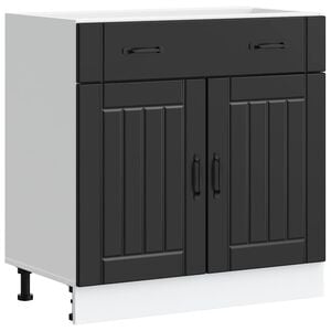 vidaXL Kitchen Base Cabinet "Lucca" Black Engineered Wood