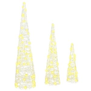 vidaXL Christmas Tree 3 pcs Warm white 20 x 20 x 80 cm Acrylic 90 LEDs