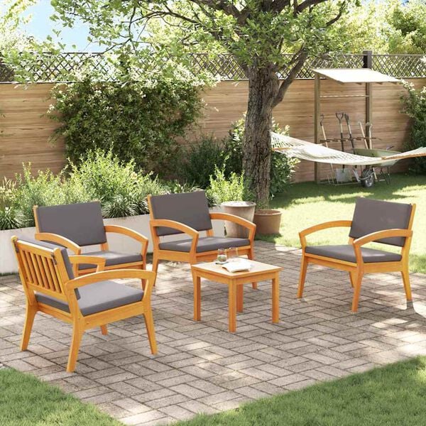 vidaXL Bistro Set 5 pcs Brown 59.5 x 70.5 x 72.5 cm Polyester