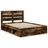 vidaXL Bed Frame Smoked Oak 140 x 190 cm Solid Pine Wood