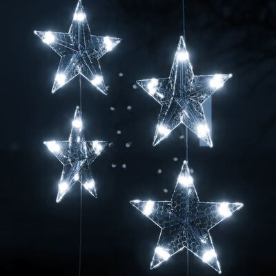 vidaXL LED Star Curtain Fairy Lights 200 LED Cold White 8 Function