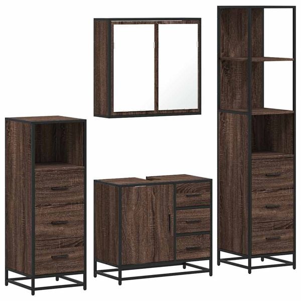 vidaXL 4&nbsp;Piece Bathroom Furniture Set&nbsp;Brown Oak Engineered Wood