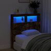 vidaXL Headboard Cabinet with LED Smoked Oak 100x17x102 cm