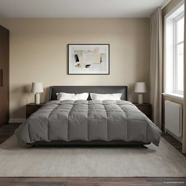 vidaXL Full Year Duvet Quilted Light Grey 220 x 260 cm Microfiber