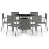 vidaXL 7 Piece Garden Dining Set Poly Rattan Anthracite & Grey