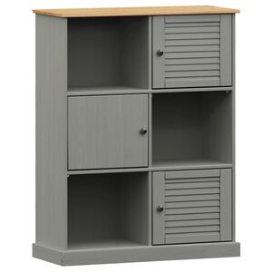 vidaXL Bookcase "VIGO" Grey 90x35x114,5 cm Solid Wood Pine