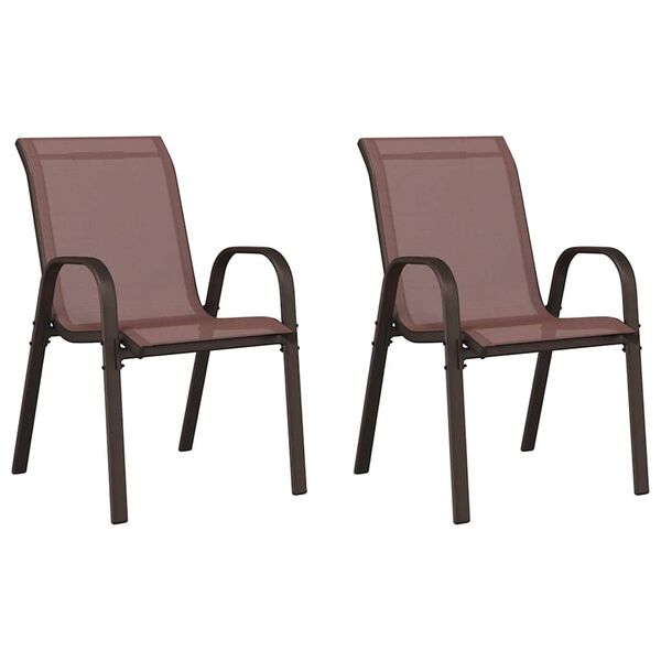 vidaXL Stackable Garden Chairs 2 pcs Brown Textilene Fabric