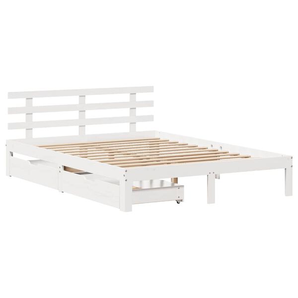 vidaXL Bed Frame with Drawers without Mattress White 120x190 cm Small Double