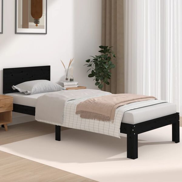 vidaXL Bed Frame without Mattress Black 75x190cm Small Single