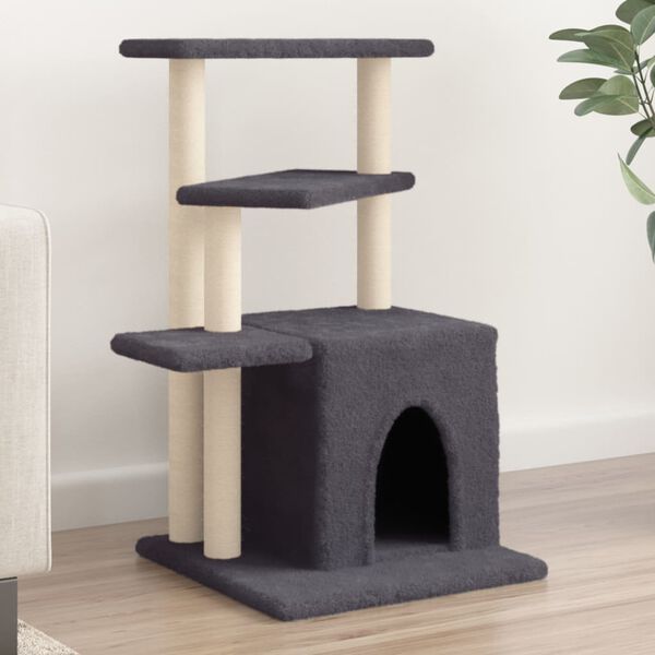 vidaXL Cat Tree with Sisal Scratching Posts Dark Grey 83.5 cm