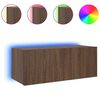 vidaXL TV Wall Cabinet with LED Lights Brown Oak 80x35x31 cm