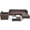 vidaXL 6 Piece Garden Lounge Set with Cushions Poly Rattan Brown