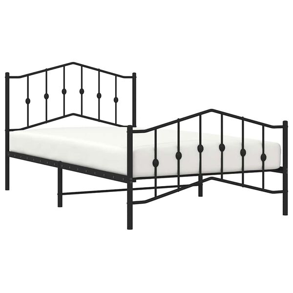 vidaXL Metal Bed Frame without Mattress with Footboard Black 100x200cm