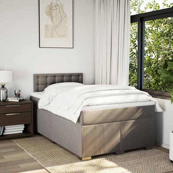 vidaXL Box Spring Bed with Mattress Taupe 120x190 cm Fabric