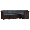 vidaXL 5-Seater Garden Sofa with Cushions Rattan Look PP Brown