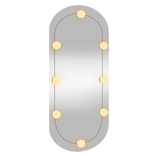 vidaXL Wall Mirror with LED Lights 35x80 cm Glass Oval