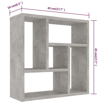 vidaXL Wall Shelf Concrete Grey 45.1x16x45.1 cm Engineered Wood