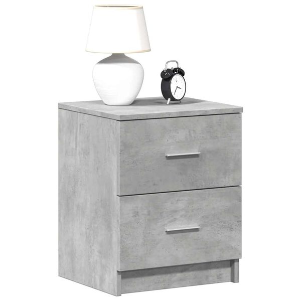 vidaXL Bedside Cabinet with 2 Drawers Concrete Grey 40x36x50 cm