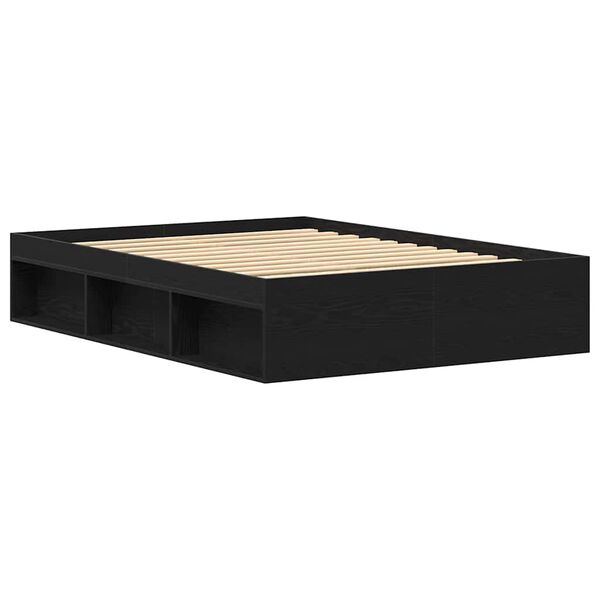 vidaXL Bed Frame without Mattress Black Oak 140x200 cm Engineered Wood