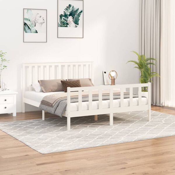 vidaXL Bed Frame without Mattress White 160x200 cm Solid Wood Pine
