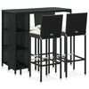 vidaXL 5 Piece Garden Bar Set with Cushions Poly Rattan Black