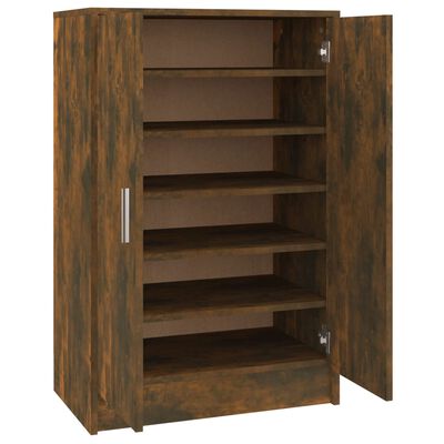 vidaXL Shoe Cabinet Smoked Oak 60x35x92 cm Engineered Wood